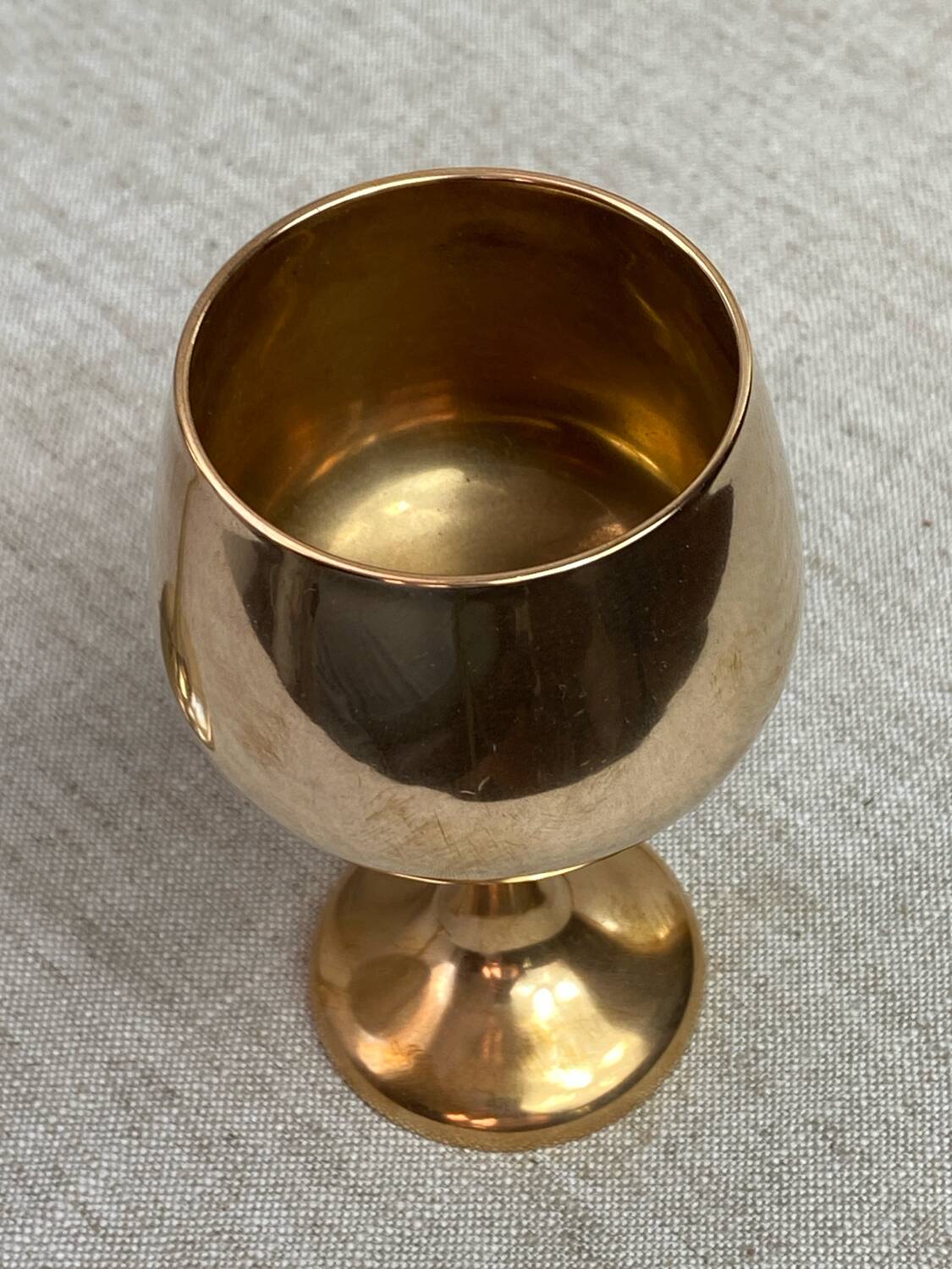 Green stemmed, brass chalices