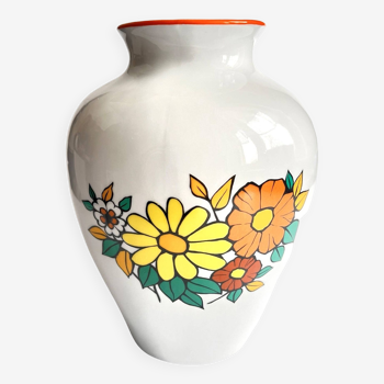 Vase en porcelaine Chodzież, fleurs, Pologne années 1980.