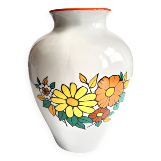 Vase en porcelaine Chodzież, fleurs, Pologne années 1980.