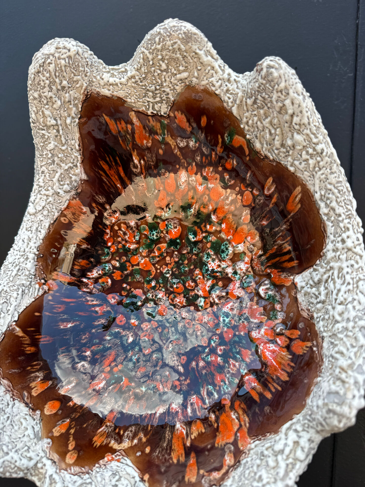 Large ceramic bowl lava Vallauris 1970s