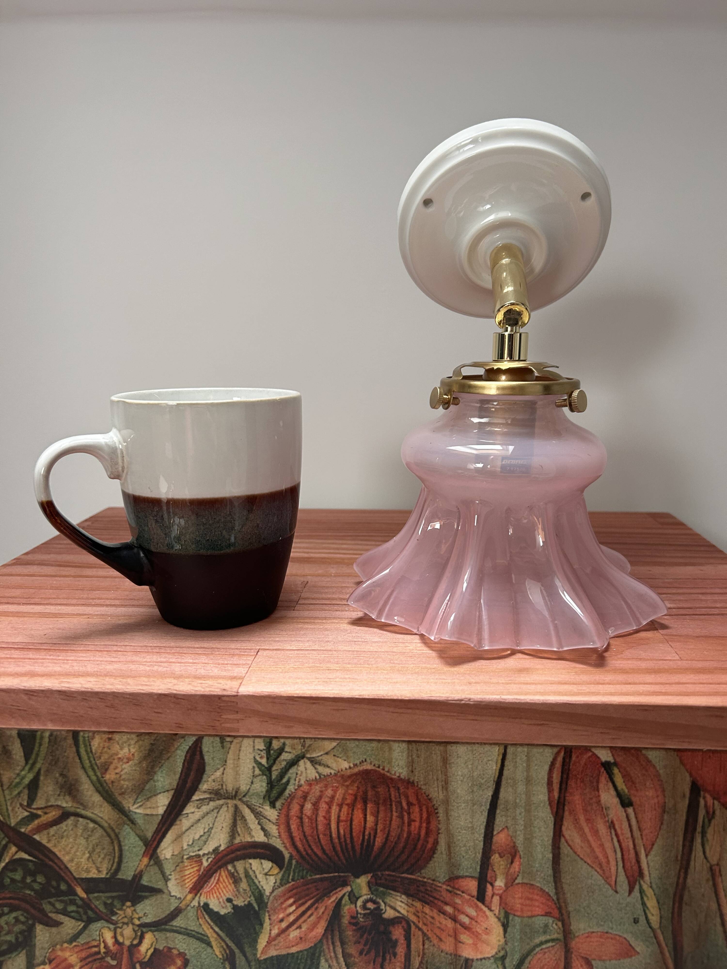 Vintage ceramic and glass tilting wall light