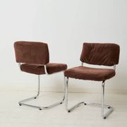 Pair of chrome and velvet chairs, Roche Bobois, 1970s