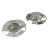 Pair of round candlesticks in silver metal, Danish design