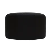Contemporary Upholstered In Black Braided Lambskin Circular Pouff