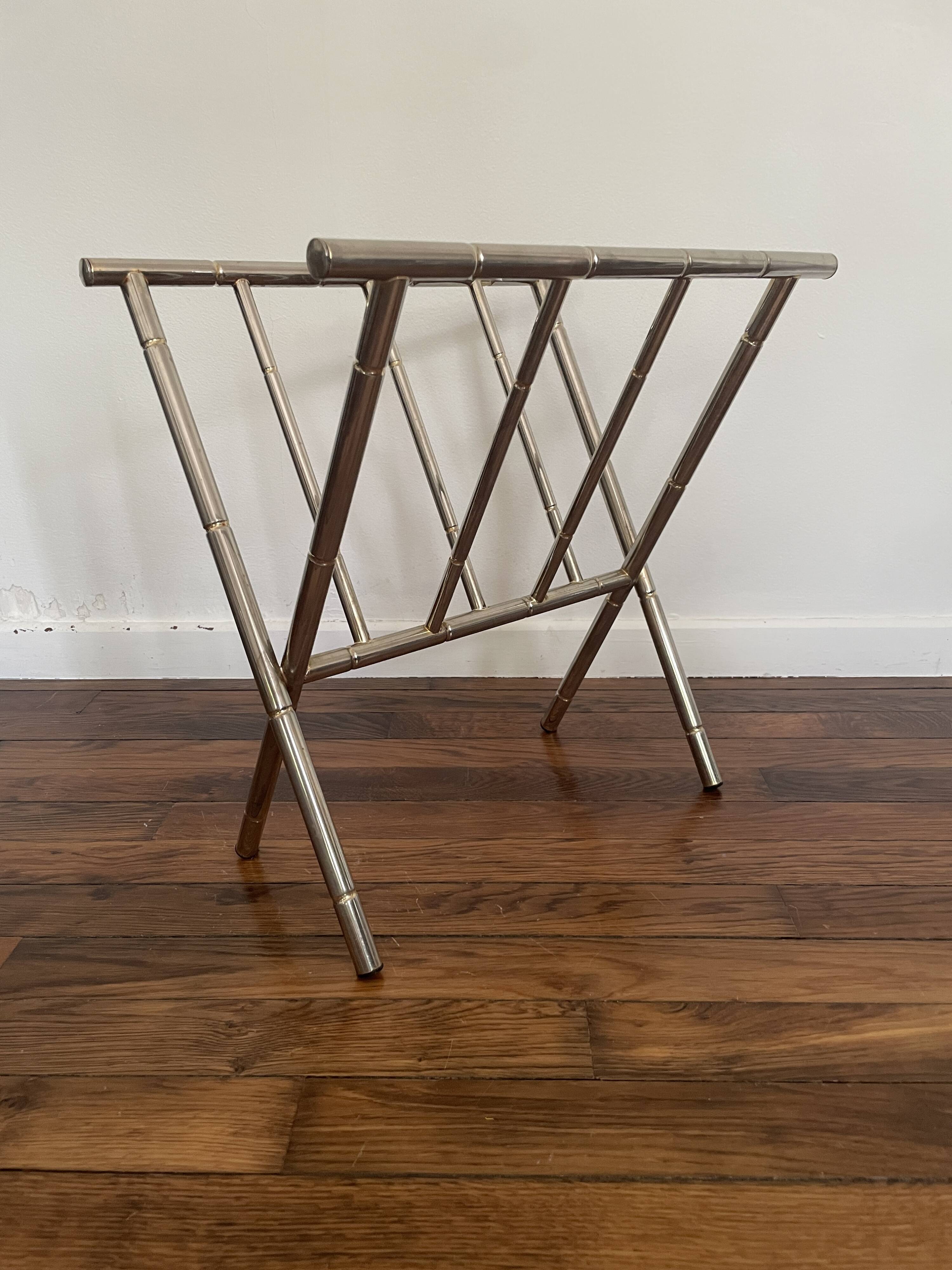Magazine Rack in the Style of Maison Jansen / Baguès 70s