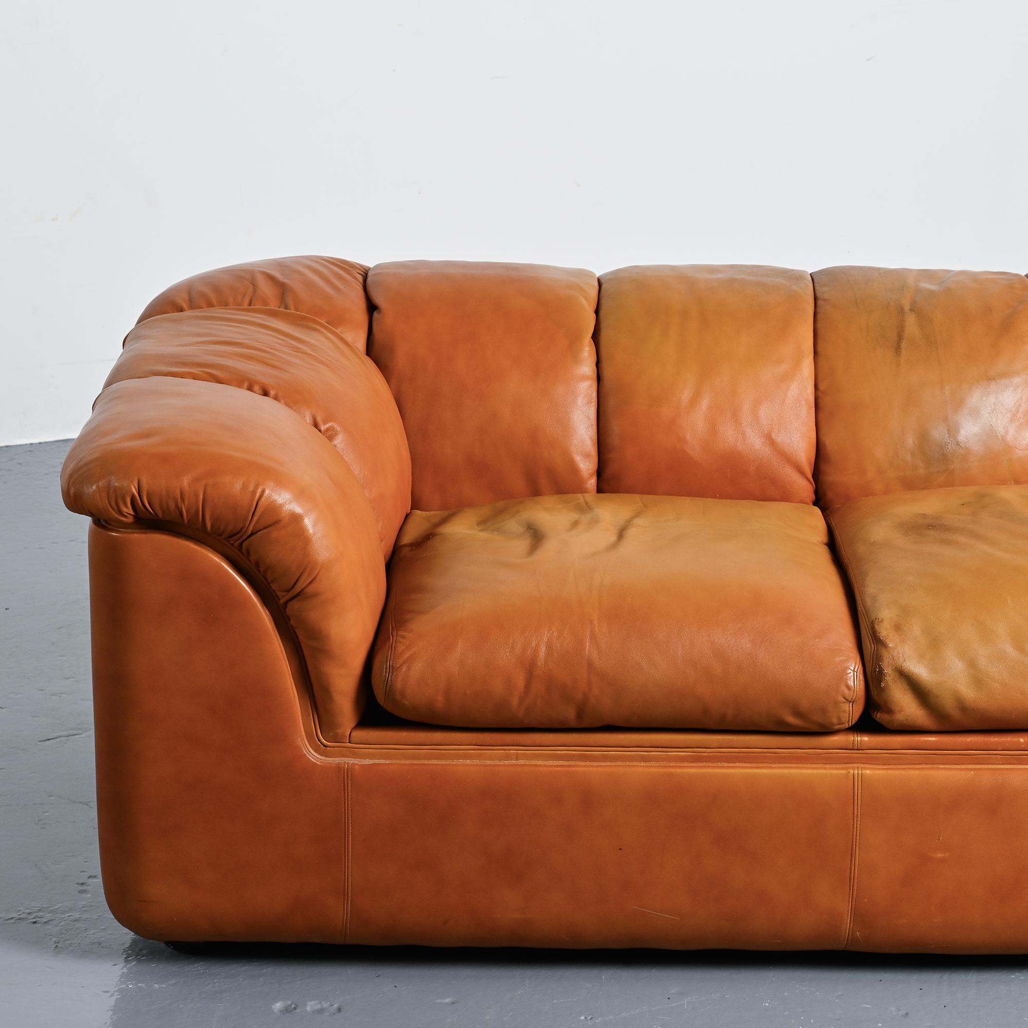 Cocker leather sofa, Bresciani, Poltrona Frau, around 1975