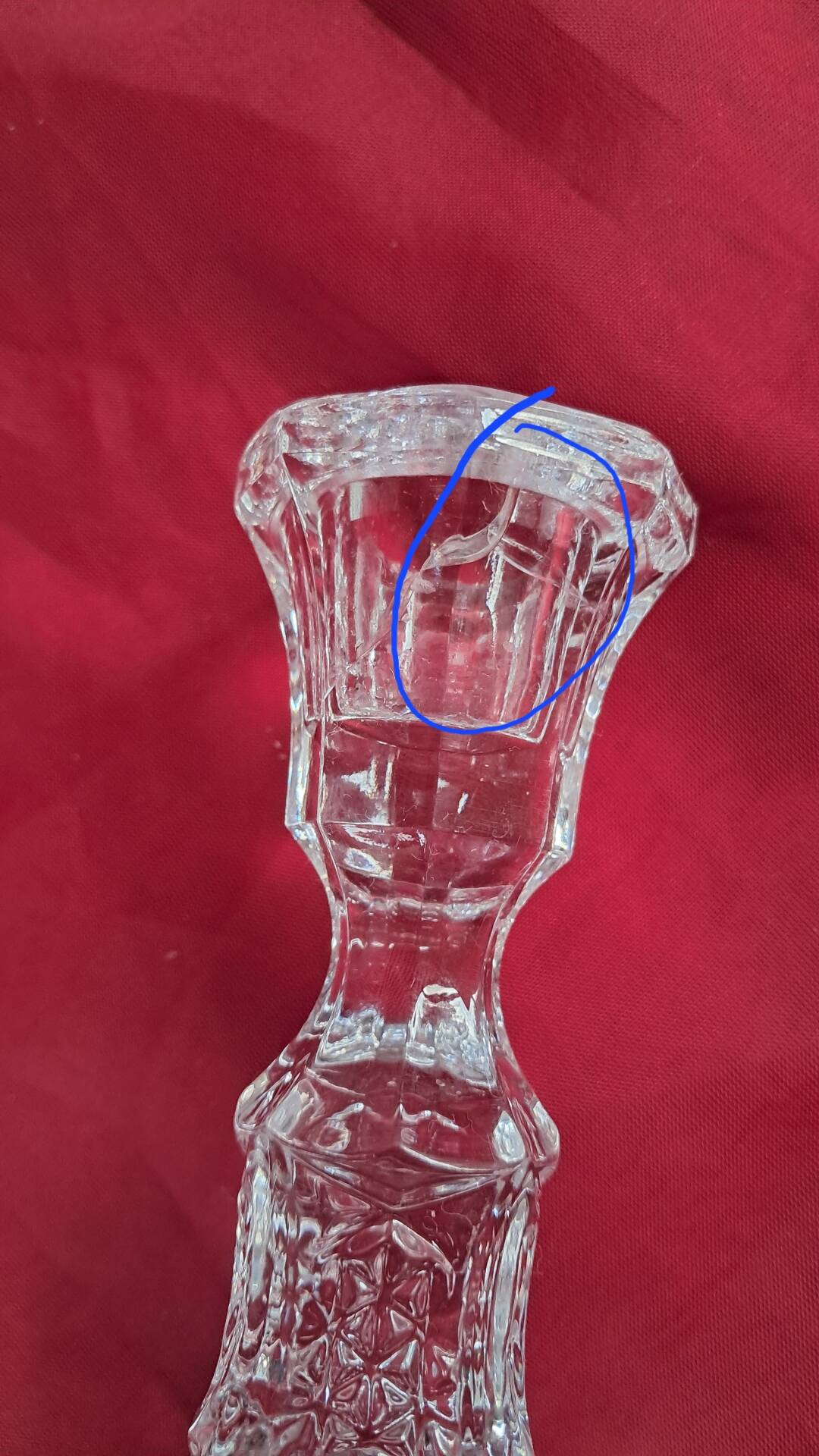 Pair of vintage glass candlesticks in clear glass