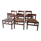 Mid Century French Rustic Teak & Rush Dining Chairs (x6)