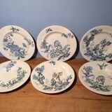 Suite of six plates Longwy