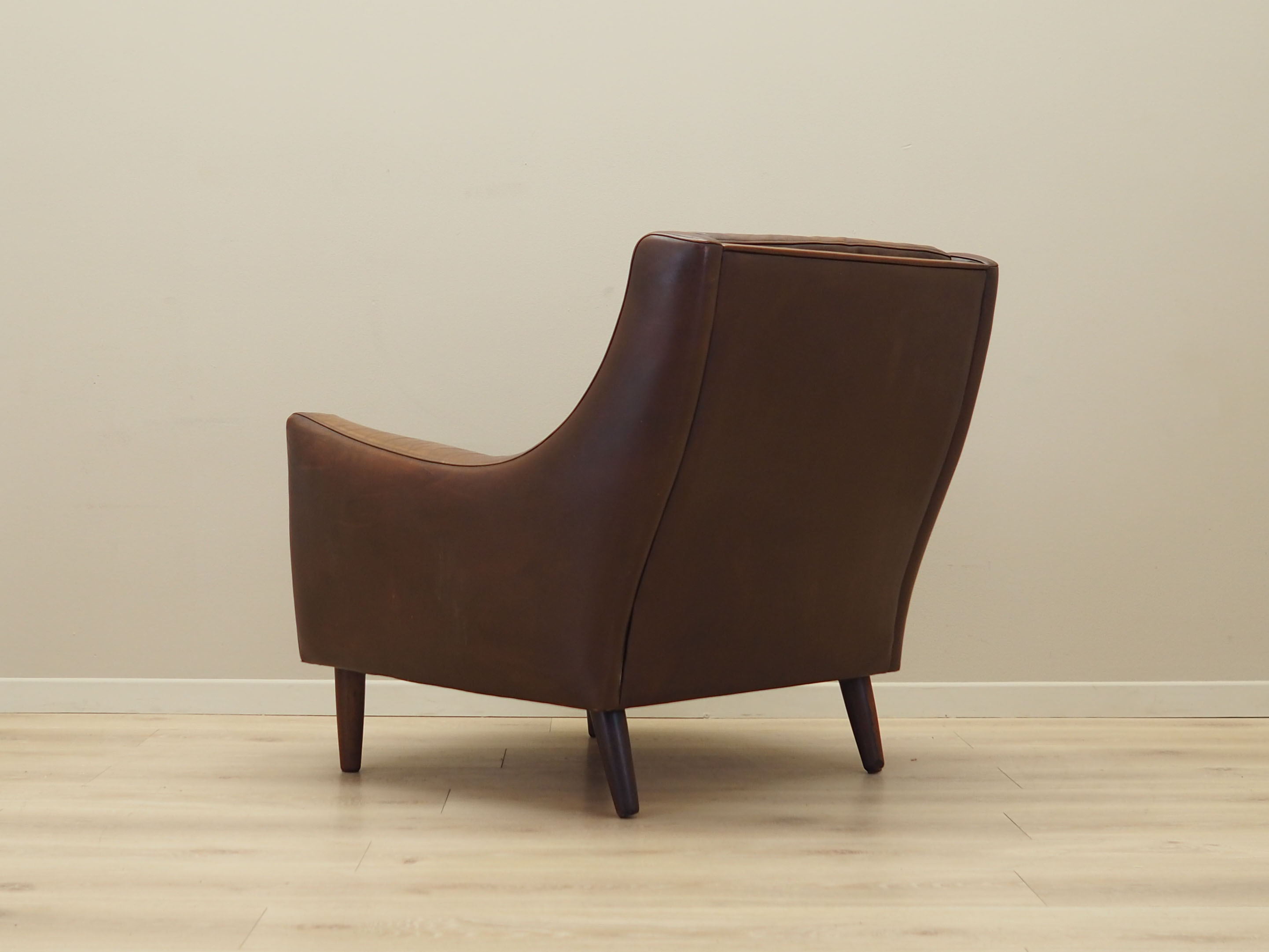 Brown leather armchair, Danish design, 1960s, designer: Edmund Jørgensen