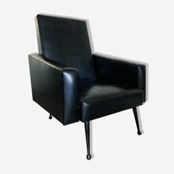 Black leather faux chair, 1970