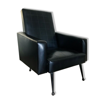Black leather faux chair, 1970