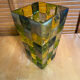 Vase ancien style Murano en verre polychrome motif damier peint à la main