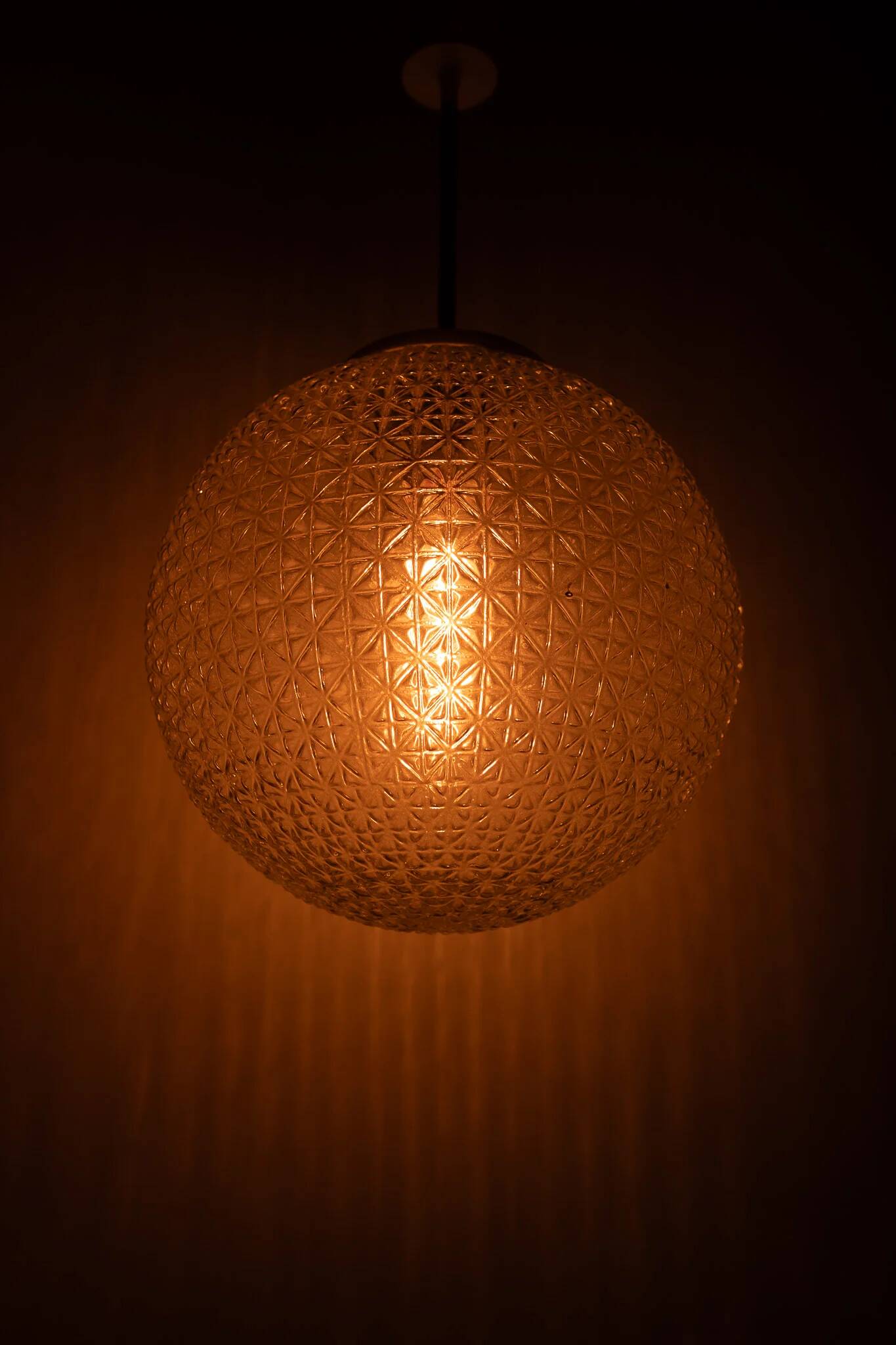 Vintage Mid Century Modern round glass pendant light
