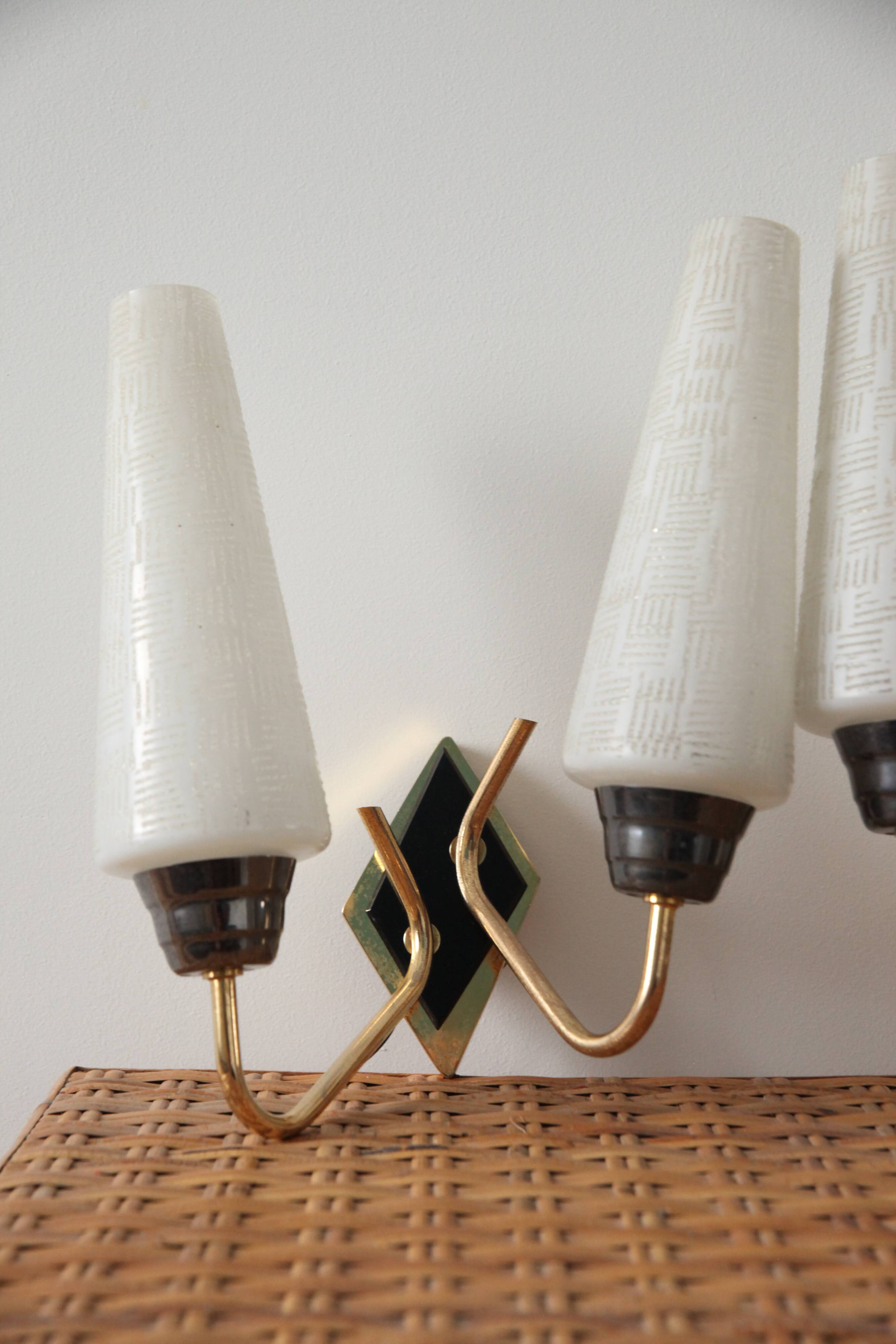 Brass and polished glass, set of 2