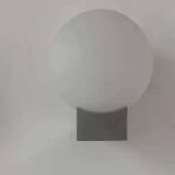 Paire d’appliques en métal brossé et opaline, France 1970