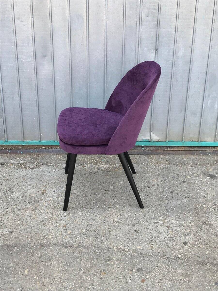 Set of 2 Mid-Century purple velvet chairs with dark stained legs by Antonín Šuman.