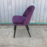 Set of 2 Mid-Century purple velvet chairs with dark stained legs by Antonín Šuman.