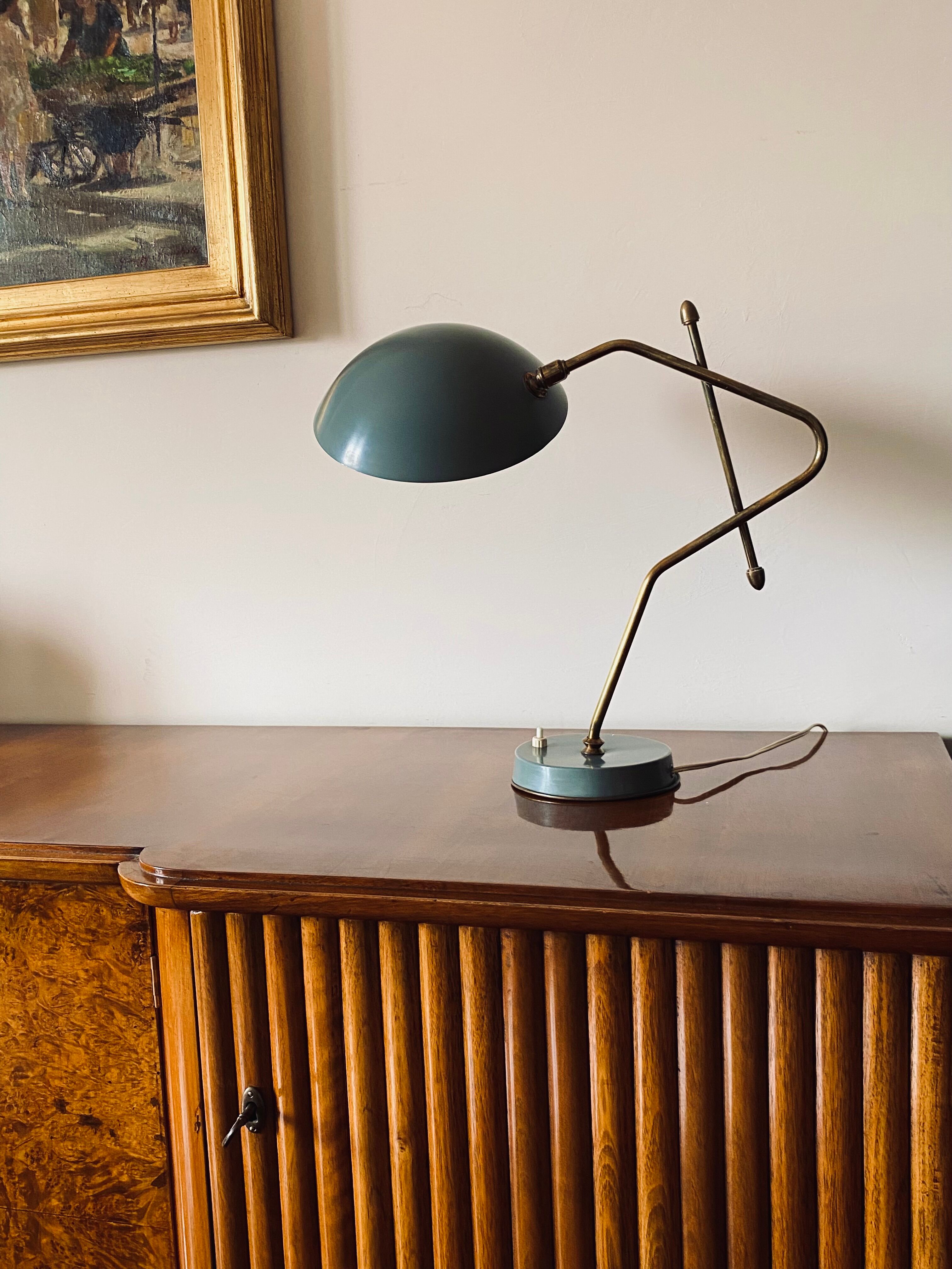 Light blue table lamp, France 1960s