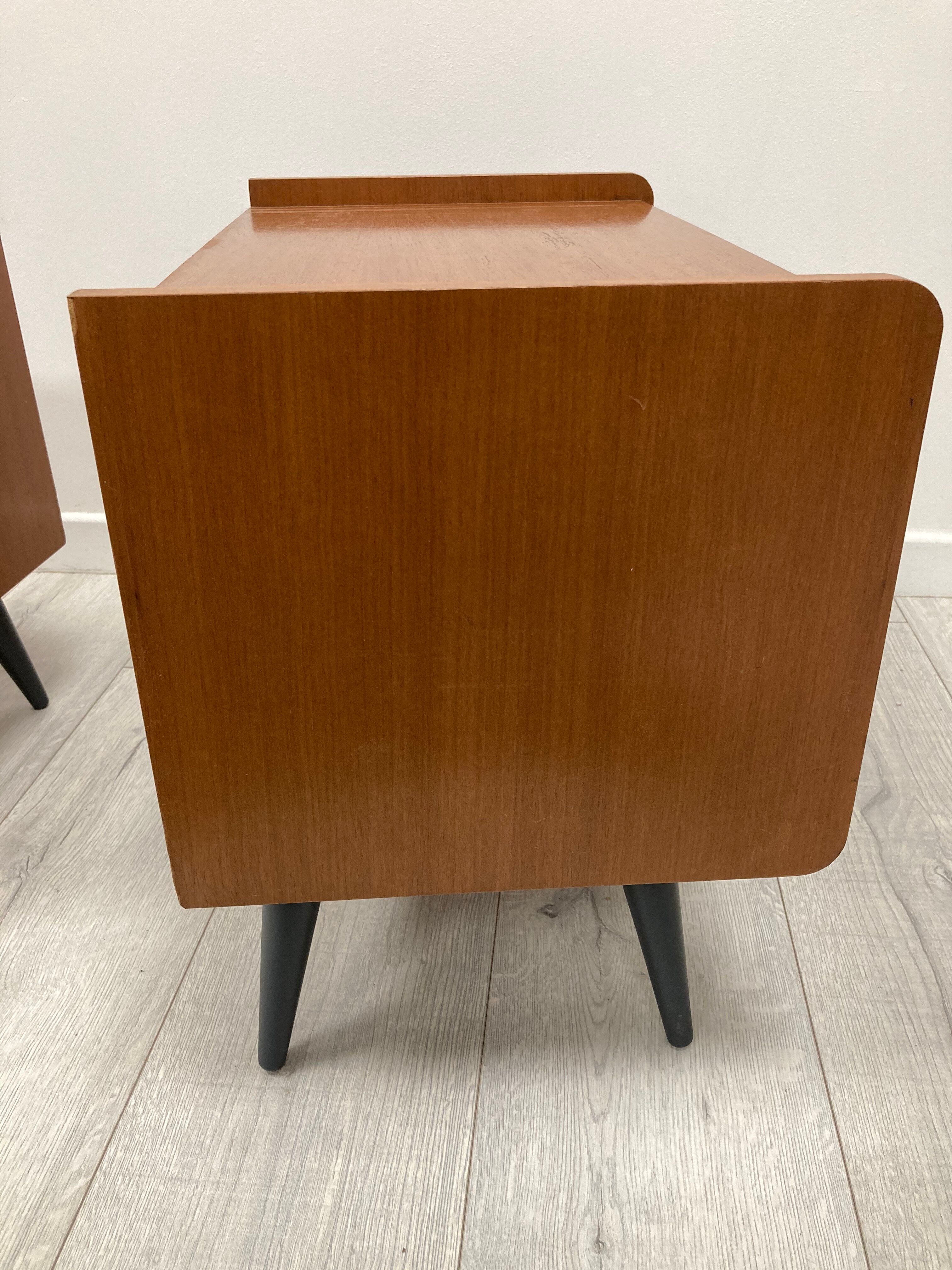 Pair of 1960s bedside tables compass feet