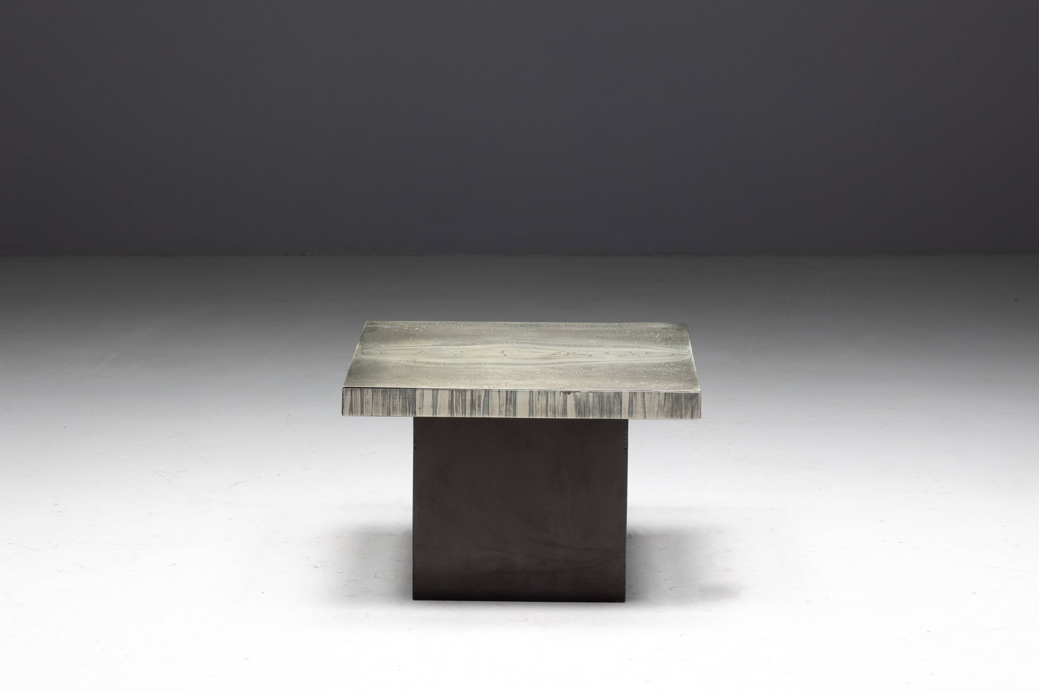 Aluminium Etched Coffee Table by Marc D’haenens, Belgium, 1970s
