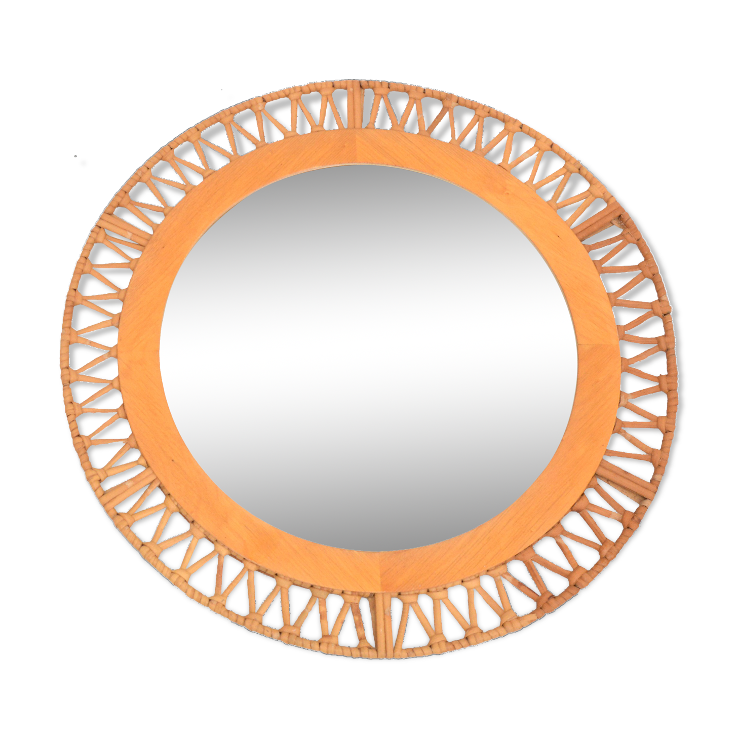 Miroir mural en osier Danemark années 1970 49cm