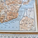 Île de Wight, Angleterre, plan original imprimé en 1913.