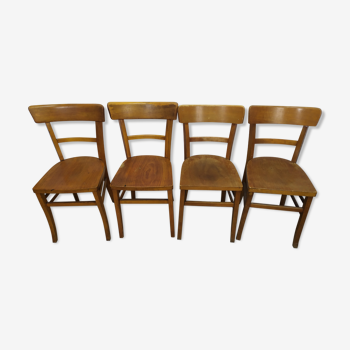 Lot de 4 chaise de bistrot en bois vintage