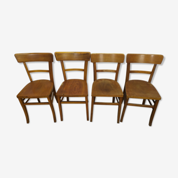 Set of 4 vintage wooden bistro chair