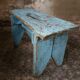 Tabouret de banc en bois etagere bleu clair