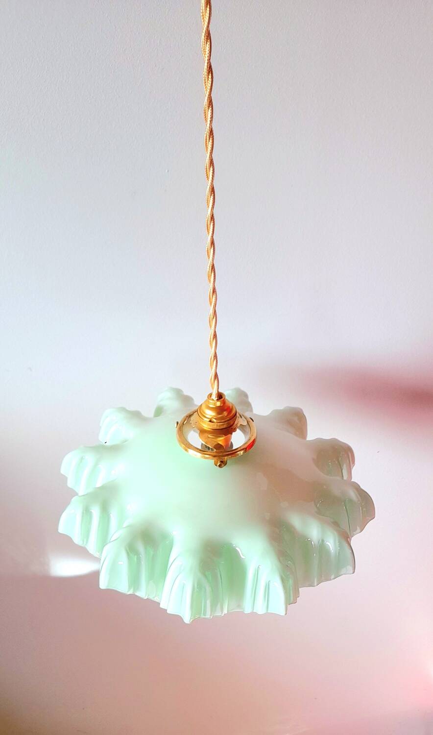 Art deco opaline pendant light