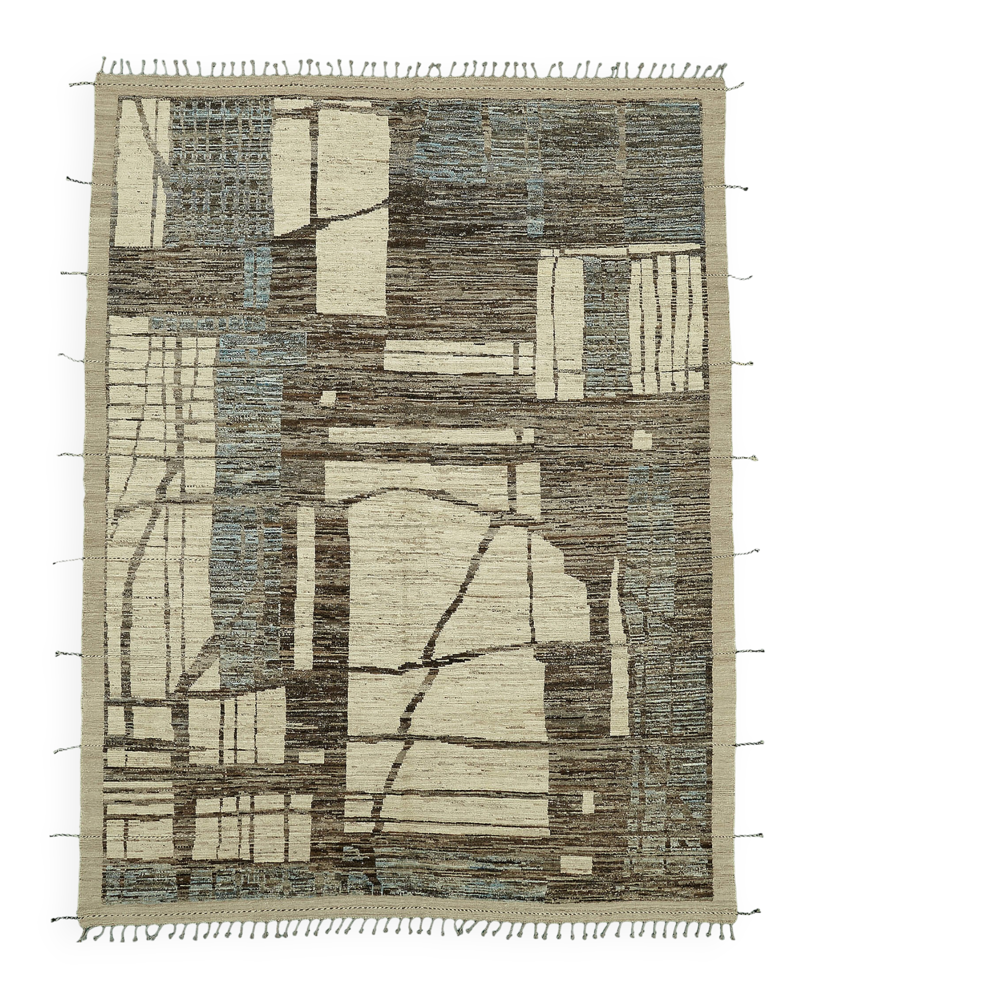 Hand-Knotted Tribal Unique 276 cm x 362 cm Beige Wool Carpet