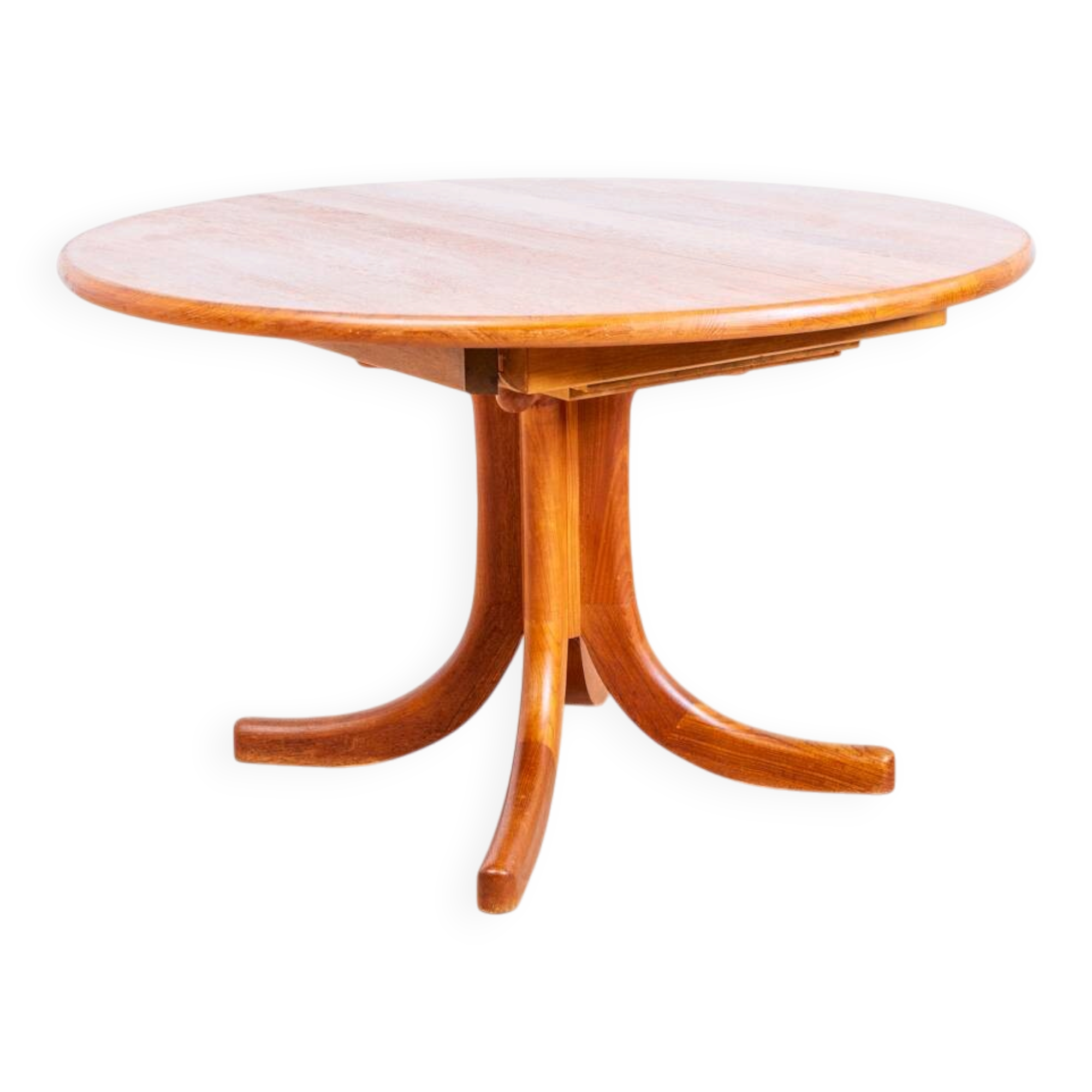 1970s solid teak dining table with Scandinavian design.