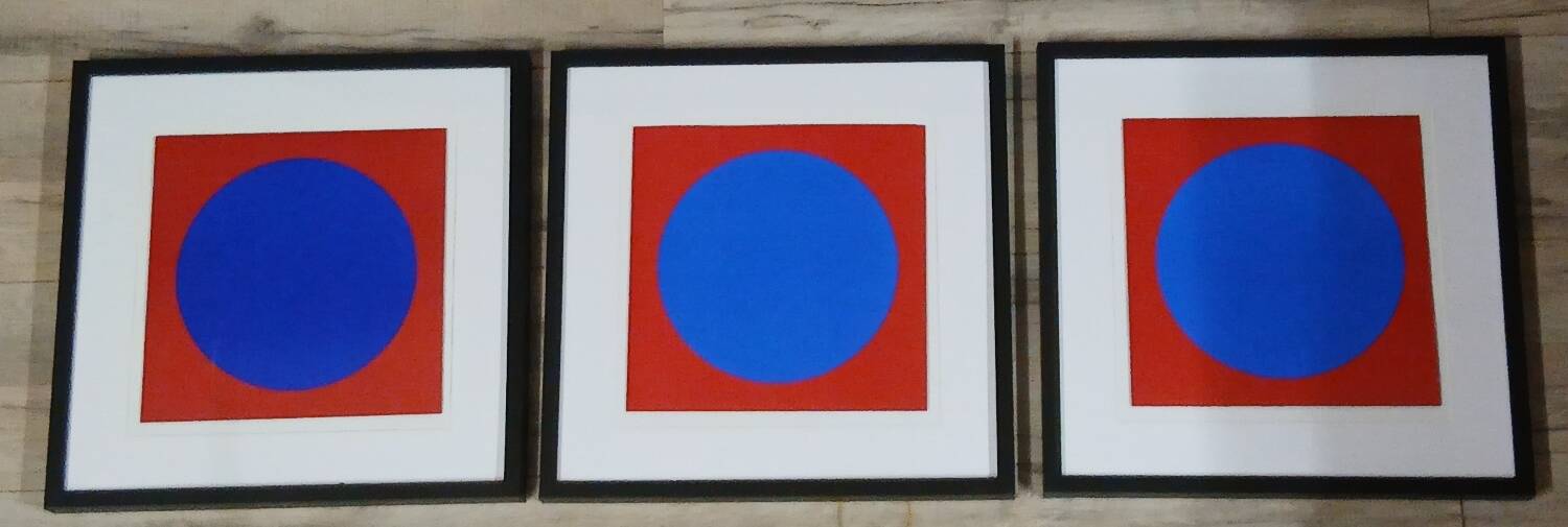 Vintage Optical Art Triptych - Victor Vasarely - 3 Frames 40x40cm