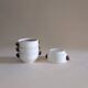 Set of 4 ceramic bowls with strawberry-shaped handles