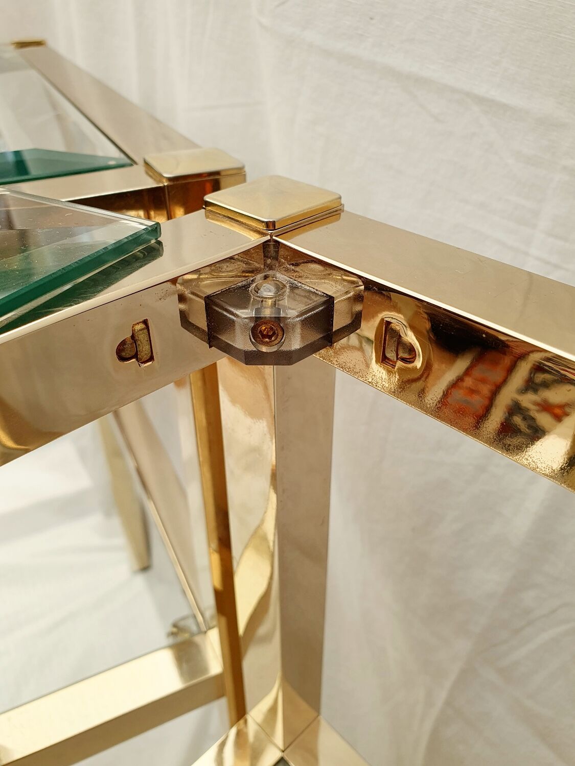 Pair of gold side tables Roche Bobois