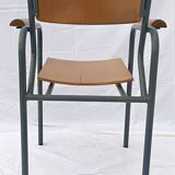 armchair tubular structure wooden seat and armrests