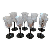 8 octagonal stemmed glasses