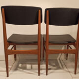 Pair of chairs scandinavian style vintage 1960s wood and skaï black