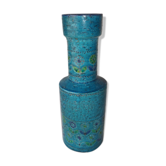 Vase ceramic bottle Aldo London Diamond Bitossi Rimini Italy circa 1960 blue s