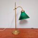 Art Deco desk lamp in brass and conical green opaline, 1920s-30s