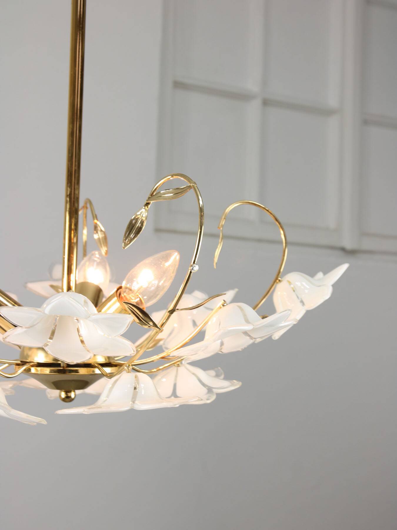 Vintage Italian Murano Glass Flower Chandelier