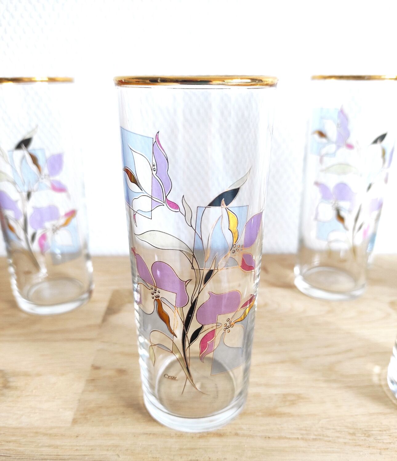 Crystal glasses and ice bucket