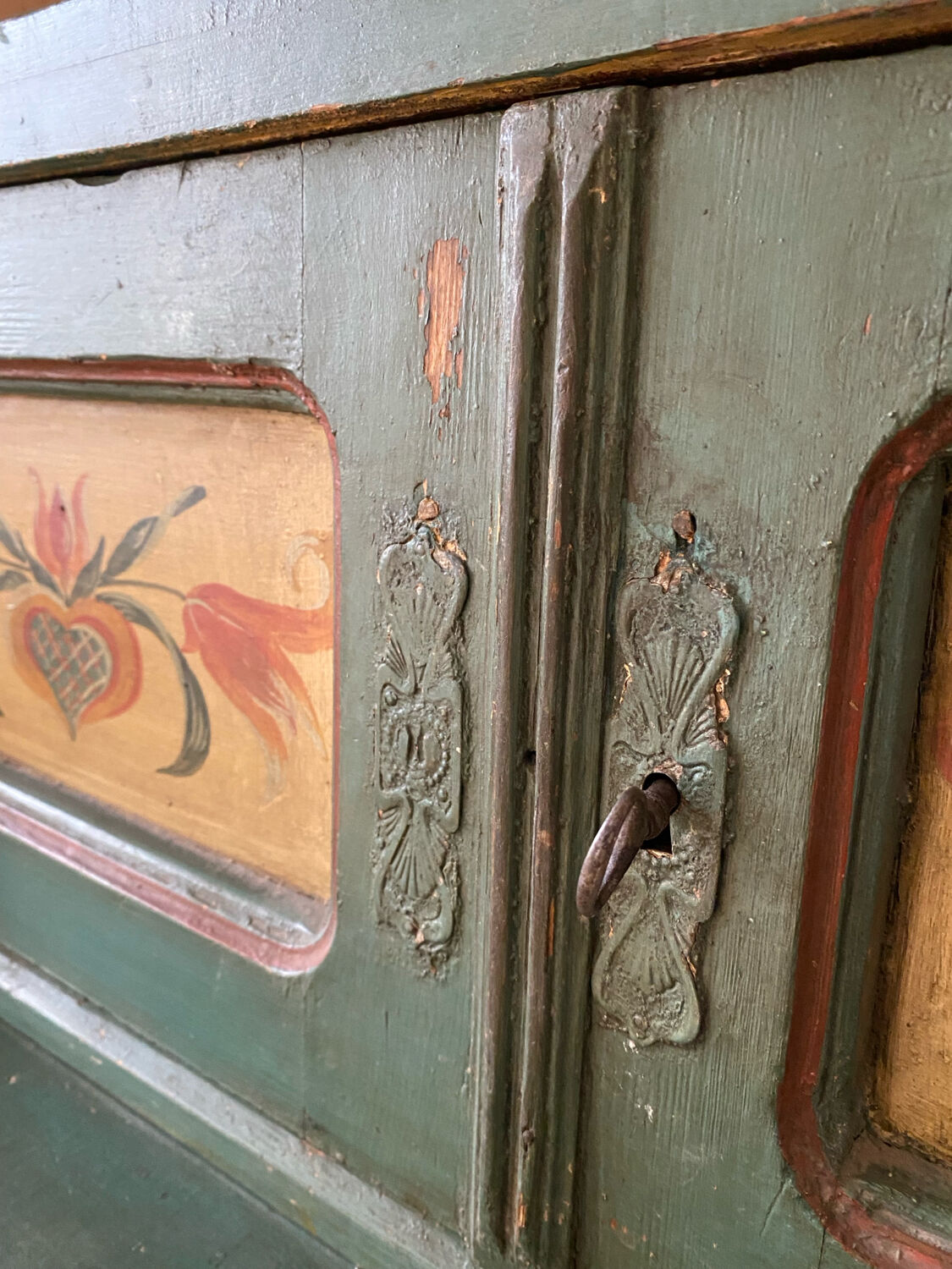 Antique polychrome Alsatian kitchen cupboard