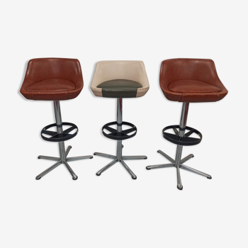 Lot 3 high rotating stools with hairdresser's footrest - craft furniture -