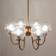 Chandelier in patinated copper and bubble glass produced by elmed, poland, 1970s