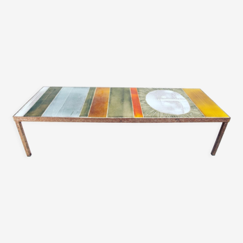 Table basse en céramique Roger Capron Soleil 1960