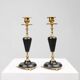 Empire Style Bronze and Ceramic Candlesticks, France, 1870s, Set of 2