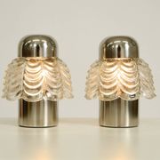 Two large, rare 1960s metal and glass table lamps by VEB Narva Leuchtenbau
