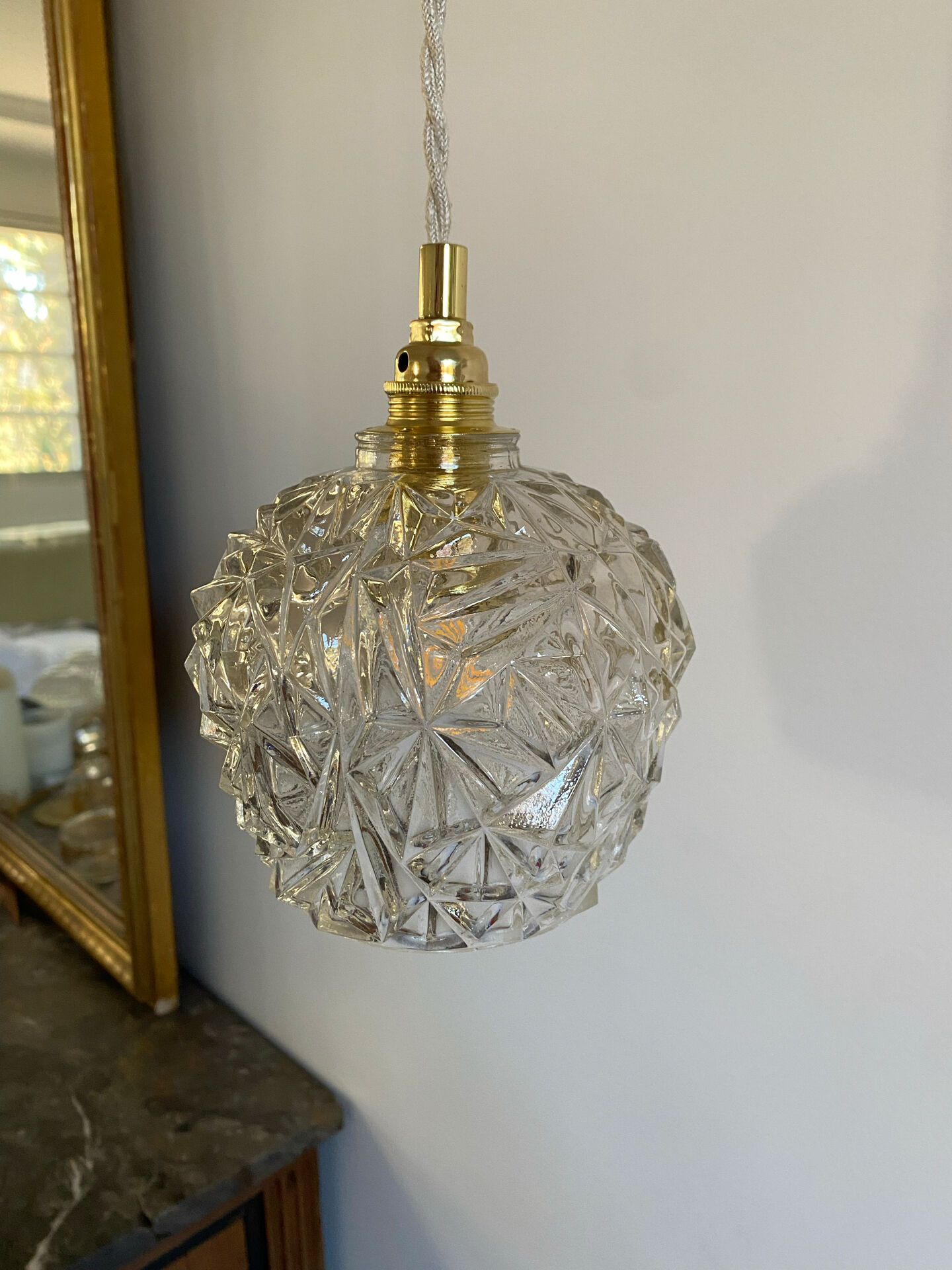 Baladeuse globe vintage en verre 
